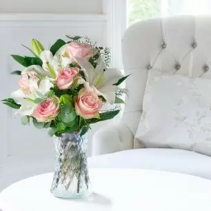 Simply Pink Rose & Lily & Vase