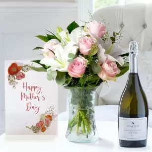 Simply Pink Rose & Lily, Appleyard Prosecco & Happy Mother's Day Card