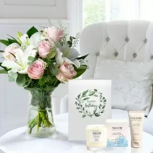 Simply Pink Rose & Lily, NEOM Candle, Hand Balm & Card
