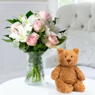 Simpy Pink Rose & Lily & Jellycat® Bartholomew Bear (28cm)