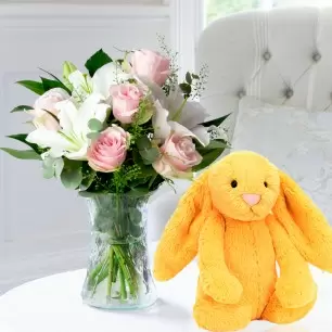 Simpy Pink Rose & Lily & Jellycat® Bashful Sunshine Bunny (31cm)