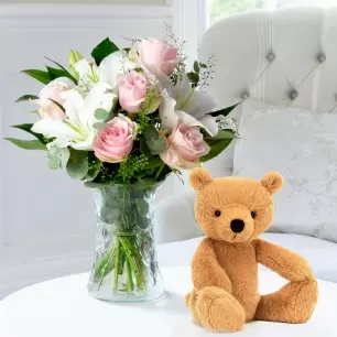 Simpy Pink Rose & Lily & Jellycat® Rufus Bear (29cm)