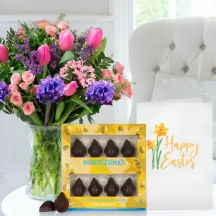 Spring Blossom, Easter Dark Chocolate Chicks (90g) & Happy Easter Card