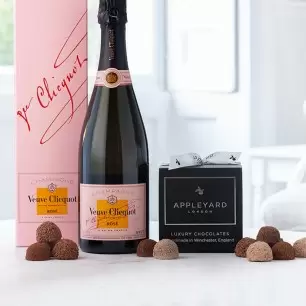 Veuve Clicquot Rosé Champagne and 12 Handmade Chocolate Truffles