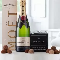Moët & Chandon Brut 75cl Champagne and 12 handmade Chocolate Truffles