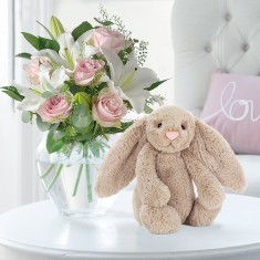 Simply Pink Rose & Lily & Bashful Beige Bunny
