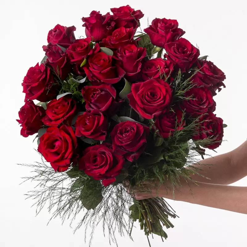 24 Large Headed Red Roses