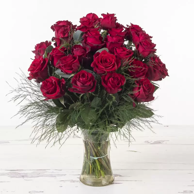 24 Large Headed Red Roses