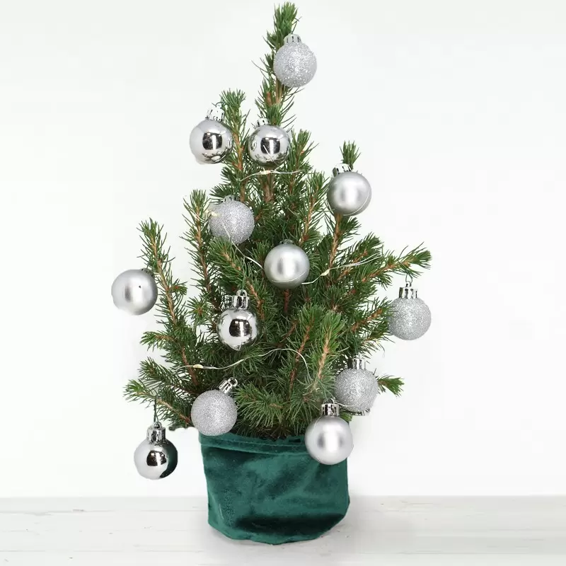 Medium Christmas Tree with 14 Silver Baubles