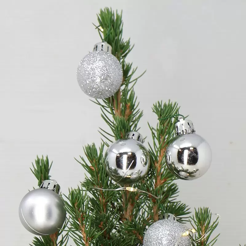 Little Christmas Tree with 14 Silver Baubles