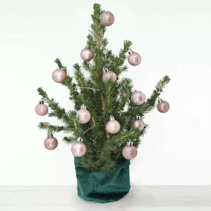 Medium Christmas Tree with 14 Rose Gold Baubles
