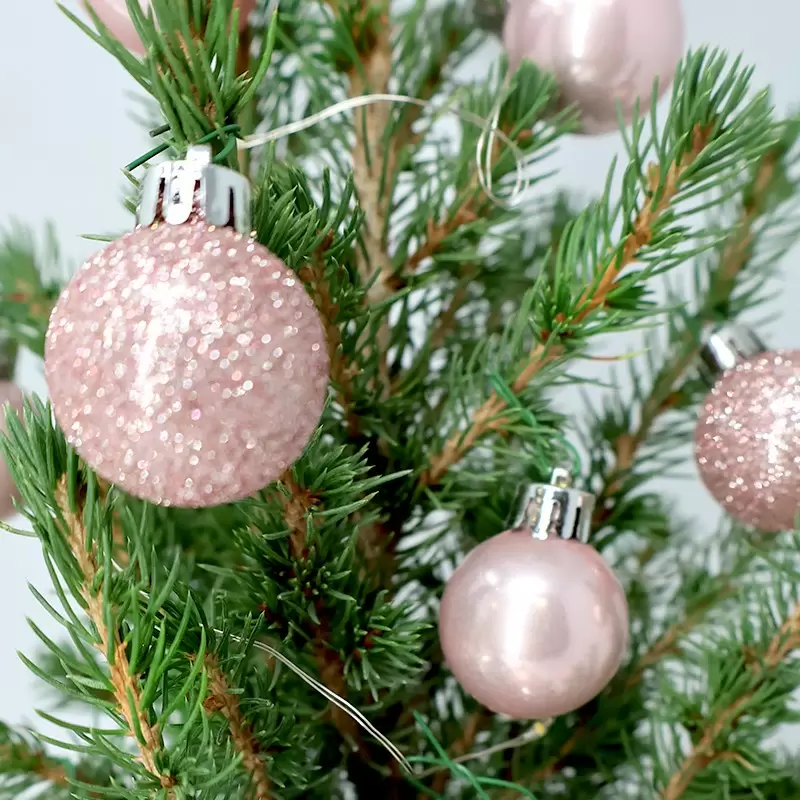 Little Christmas Tree with 14 Rose Gold Baubles
