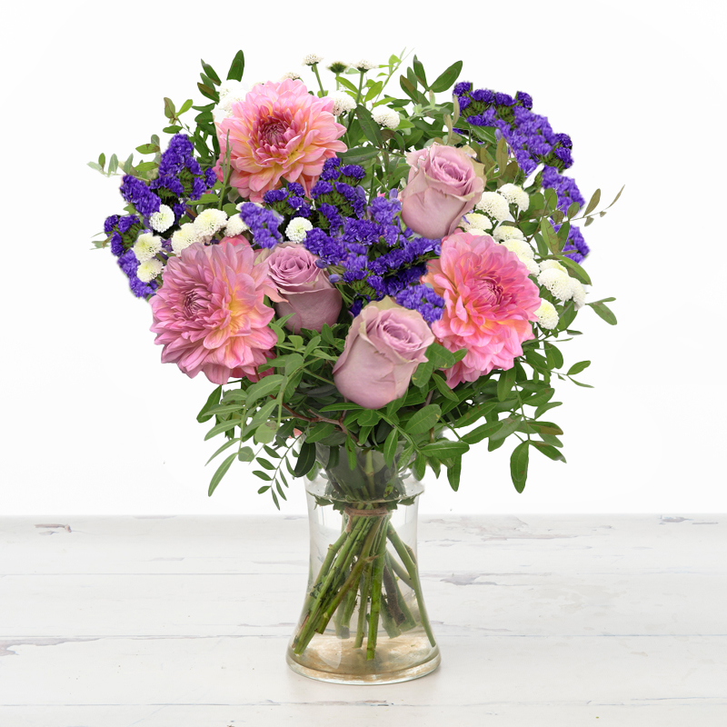 Dahlia Dreams - Summer Flowers - Flower Bouquet - Pink, Purple, White - Dahlia, Roses - Next Day Flower Delivery UK - Appleyard London