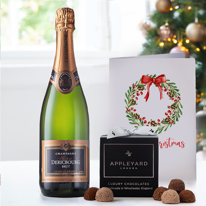 Champagne Dericbourg, Chocolate Truffles & Christmas Card | Christmas Gifts | UK Next Day Delivery | Appleyard London