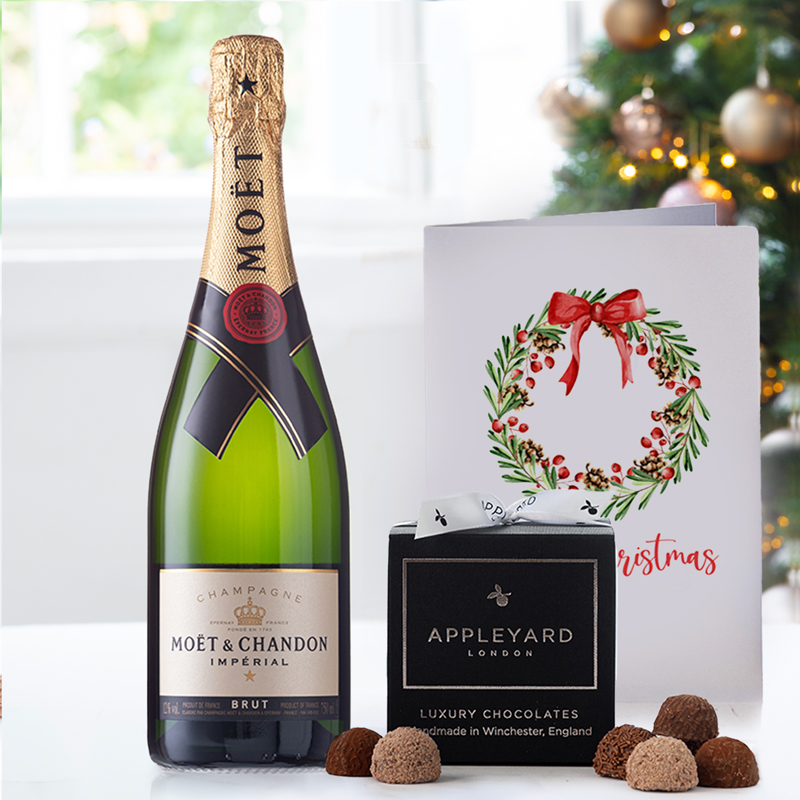 Moët & Chandon Champagne, Chocolate Truffles & Christmas Card | Christmas Gifts | UK Next Day Delivery | Appleyard London