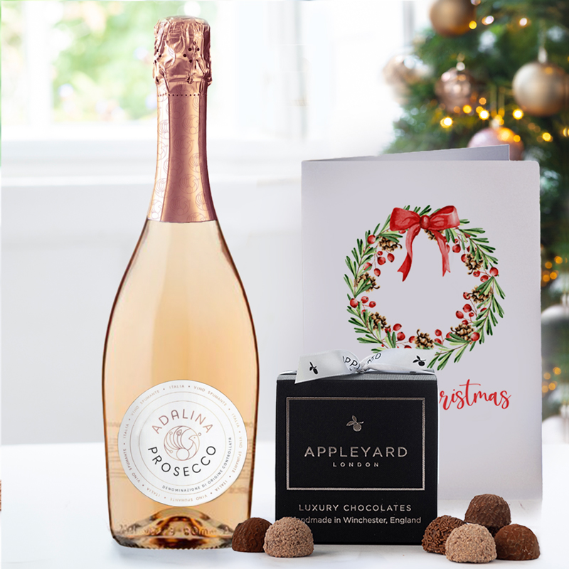 Rosé Prosecco, Chocolate Truffles & Christmas Card | Christmas Gifts | UK Next Day Delivery | Appleyard London