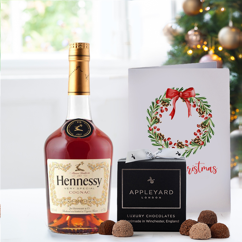 Hennessy Cognac VS Half Bottle, Chocolate Truffles & Christmas Card | Christmas Gifts | UK Next Day Delivery | Appleyard London