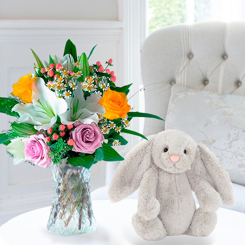 Glaze & Jellycat Bashful Silver Bunny | Gifts to Truly Wow by Appleyard | Next Day Flowers Delivery - Appleyard London