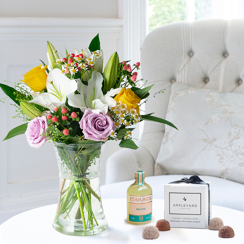 Glaze, Edmunds Mojito Cocktail & 6 Mixed Truffles | By Luxury Florist | Fast UK Flower Delivery - Appleyard London