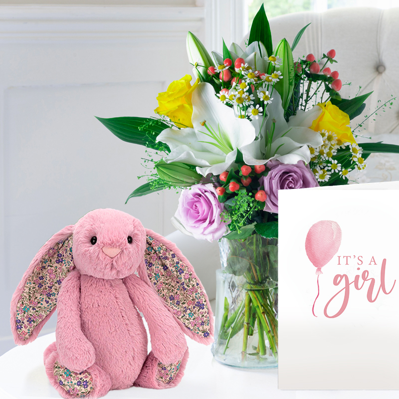 Glaze, Jellycat® Blossom Bunny & New Baby Girl Card image