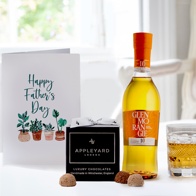 Glenmorangie The Original (35ml), 12 Handmade Chocolate Truffles & Father's Day Card| Father's Day Delivered UK | Appleyard London