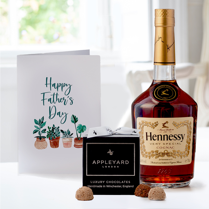Hennessy VS Cognac (70ml), 12 Handmade Chocolate Truffles & Father's Day Card | Father's Day Delivered UK | Appleyard London