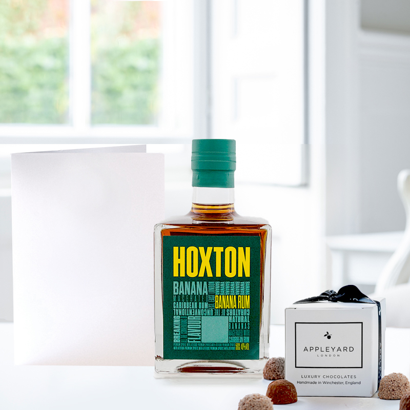 Hoxton Banana Rum, Chocolate Truffles & Occasion Card | Luxury Alcohol & Chocolates Gifts | Gifts Delivered by Appleyard London