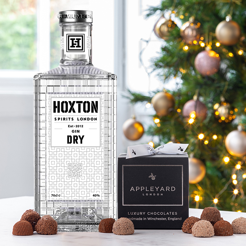 Hoxton Dry Gin (70cl), 12 Handmade Chocolate Truffles & Occasion Card