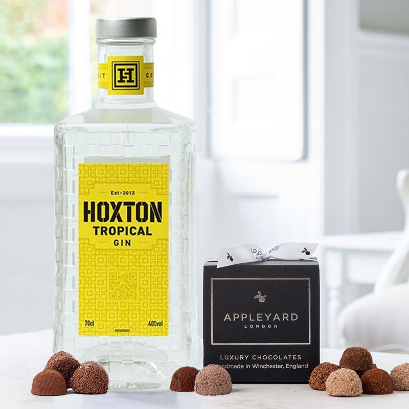 Hoxton Tropical Gin 70cl and 12 Handmade Chocolate Truffles image