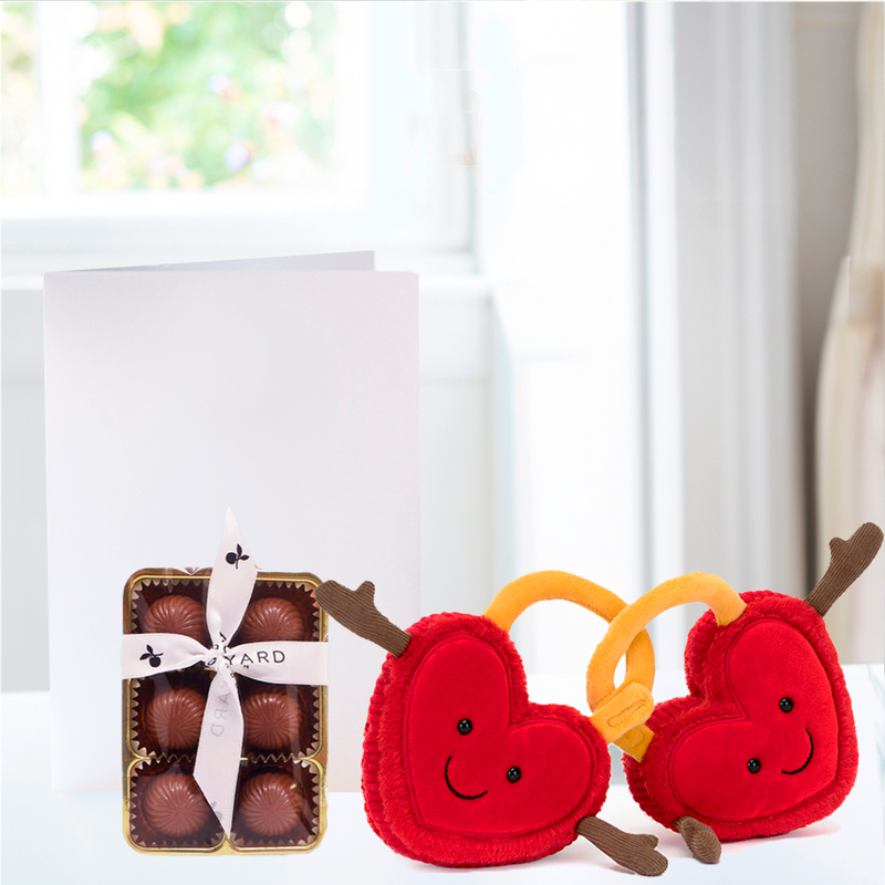 Jellycat Val & Tina Love Locks, 6 Truffle Tray & Occasion Card | Romantic Gifts with Next Day Delivery | Appleyard London