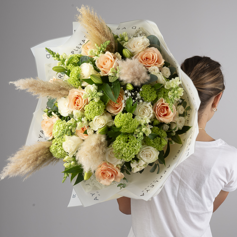 Lily & Rose Flower Luxury Bouquet - Cream, Green, White - Eucalyptus, Lilies - Next Day Flower Delivery UK - Appleyard London