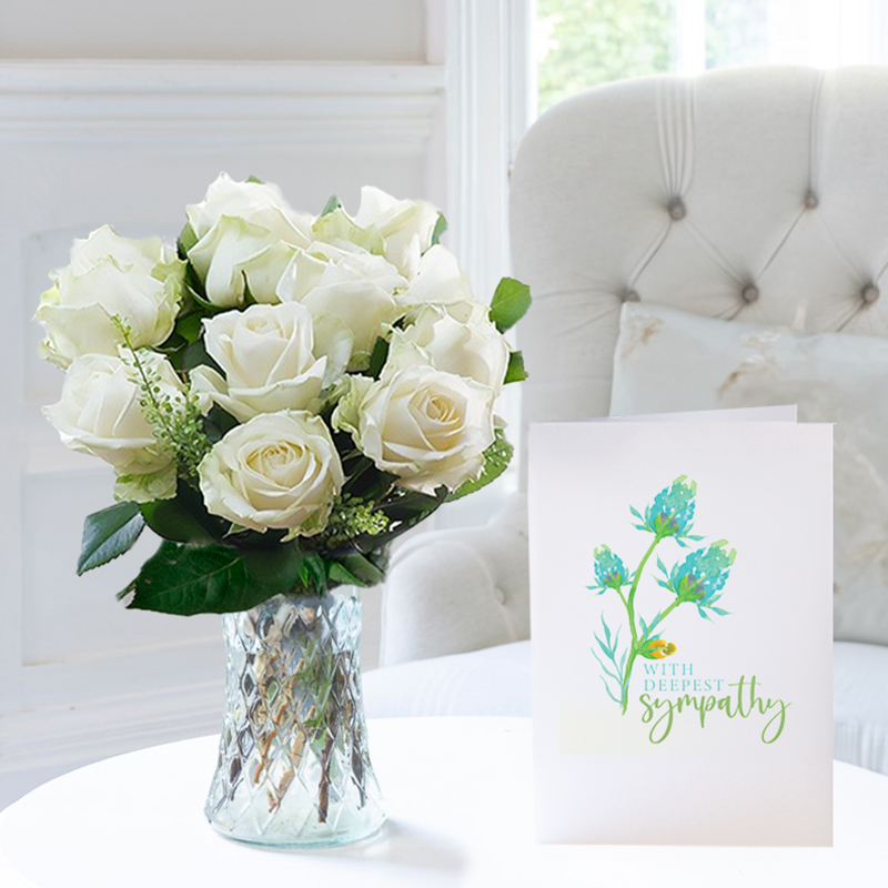 Letterbox Simply White Roses & Sympathy Card image