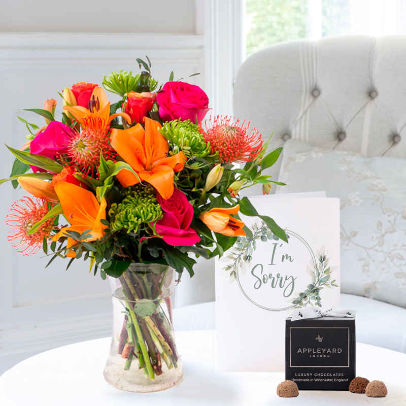 Mardi Gras | 12 Truffles & I'm Sorry Card | Next Day Flower Delivery UK | Flowers Delivered - Appleyard London