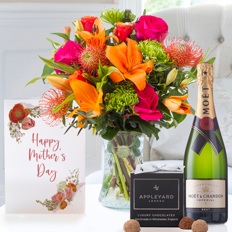 Mardi Gras, Moet & Chandon, 12 Mixed Truffles & Mother's Day Card image