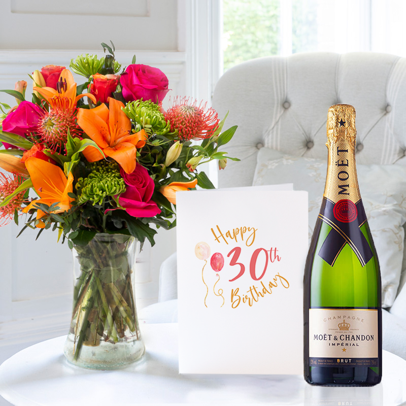 Mardi Gras, Moët & Chandon (75cl) & 30th Birthday Card image