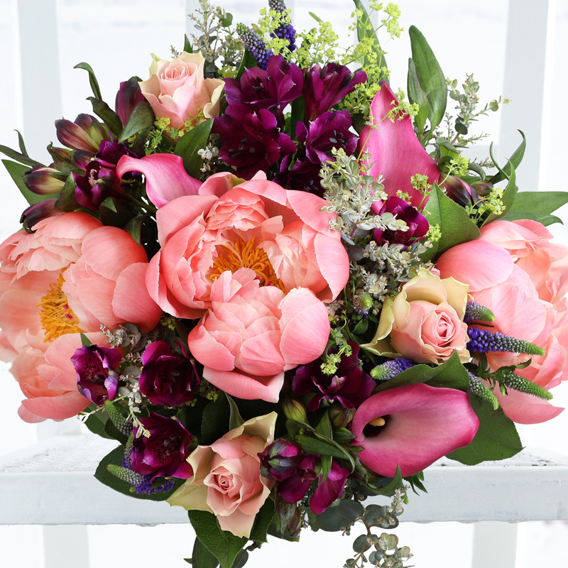 Coral Charm Peonies, Calla Lilies & Pink Roses | Peony Bouquets | Next Day Delivery UK