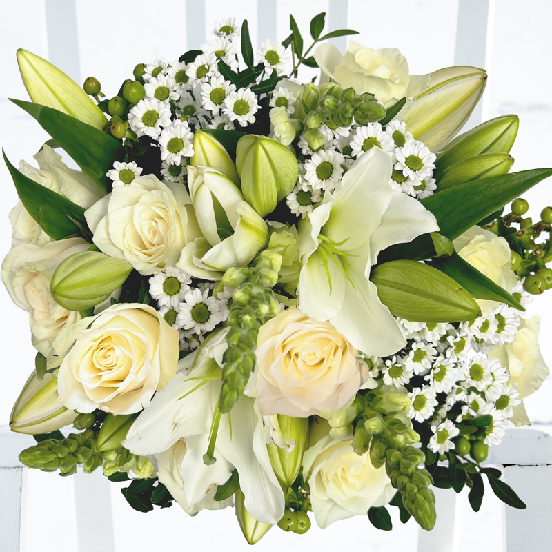 Large Luxury Flower Bouquet - White Rose & Lily Flower Bouquet - Antirrhinum & Chrysanthemum - Next Day Flower Delivery UK - Appleyard London