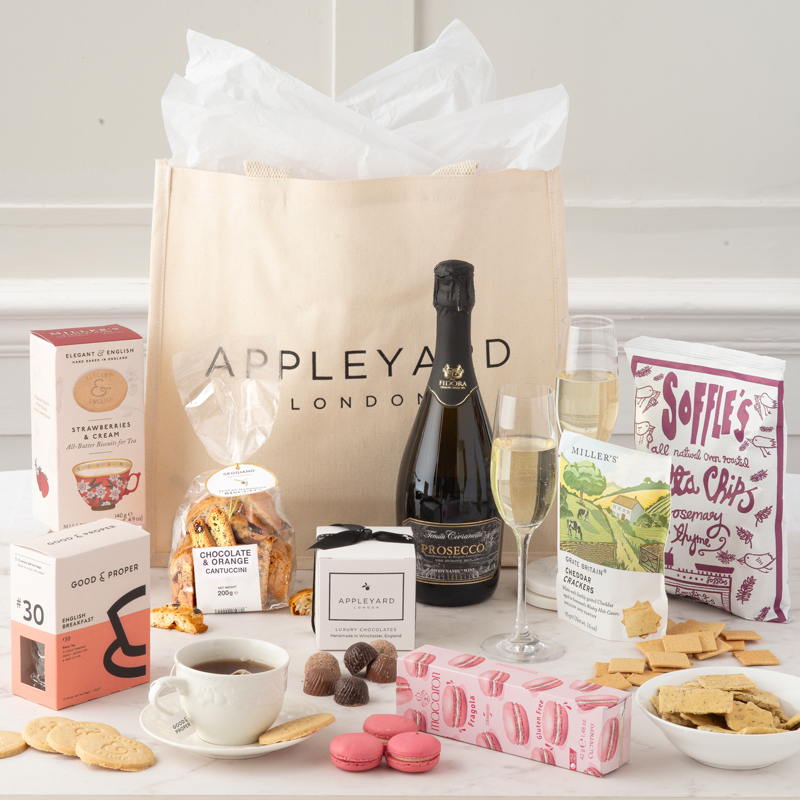 Organic Prosecco & Sweet Delights Afternoon Tea - Hamper - Next Day Hamper Gift Delivery UK - Appleyard London