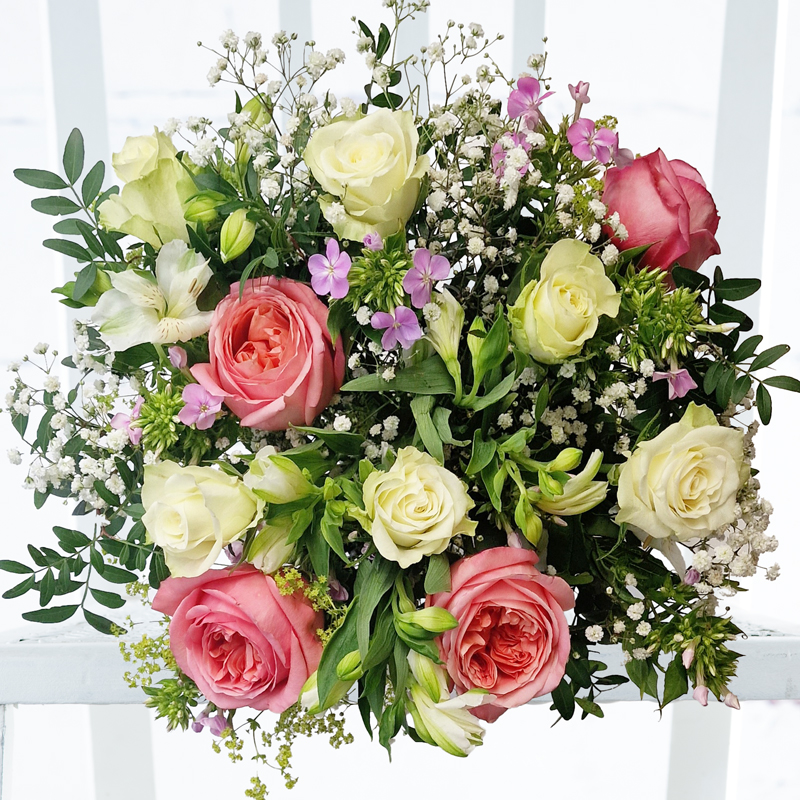 Pink Peony Rose Bliss - Vibrant Summer Flowers - Pink, White - Roses, Alstroemeria - Flower Bouquet - Next Day Flower Delivery UK - Appleyard London