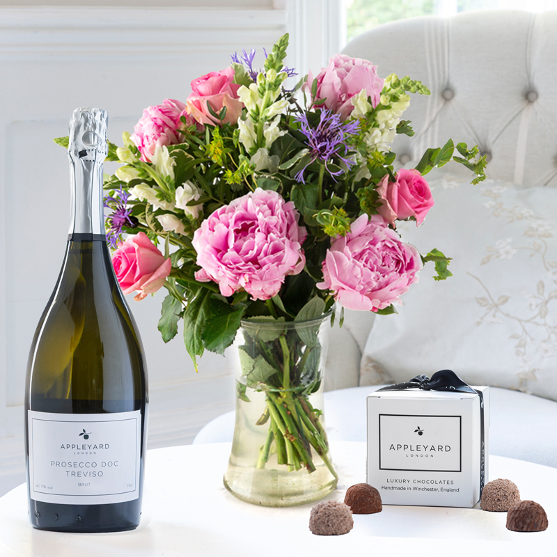 Peony Sky, Prosecco & 6 Mixed Truffles image