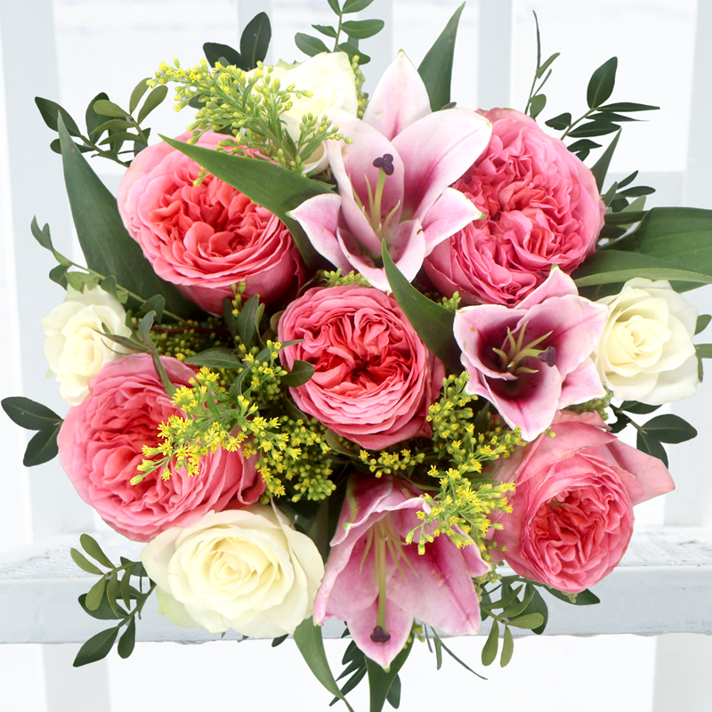 Pink Peony Rose & Lily - Vibrant Summer Flowers - Pink, White - Roses, Peonies - Flower Bouquet - Next Day Flower Delivery UK - Appleyard London