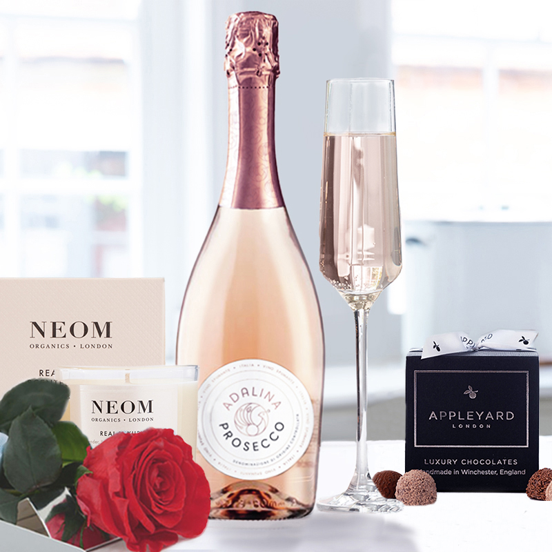 Preserved Rose, Adalina Rosé Prosecco, NEOM Candle & 12 Mixed Truffles image