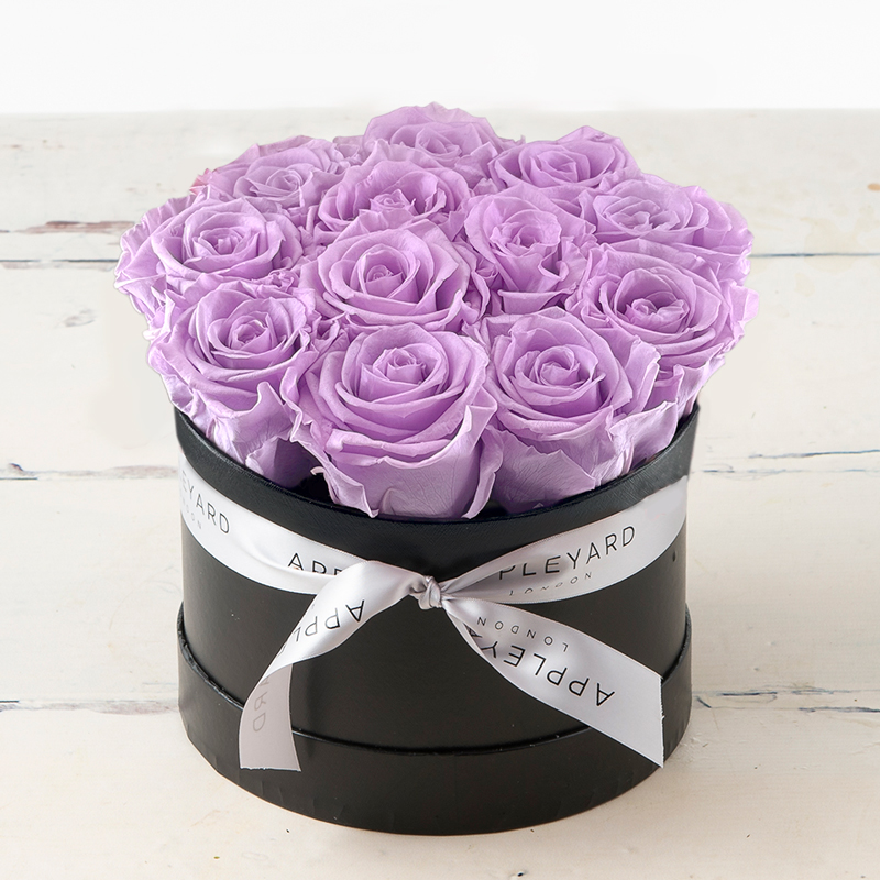 Forever Purple Rose Hatbox - Preserved Roses - Flower Bouquet - Next Day Flower Delivery UK - Appleyard London