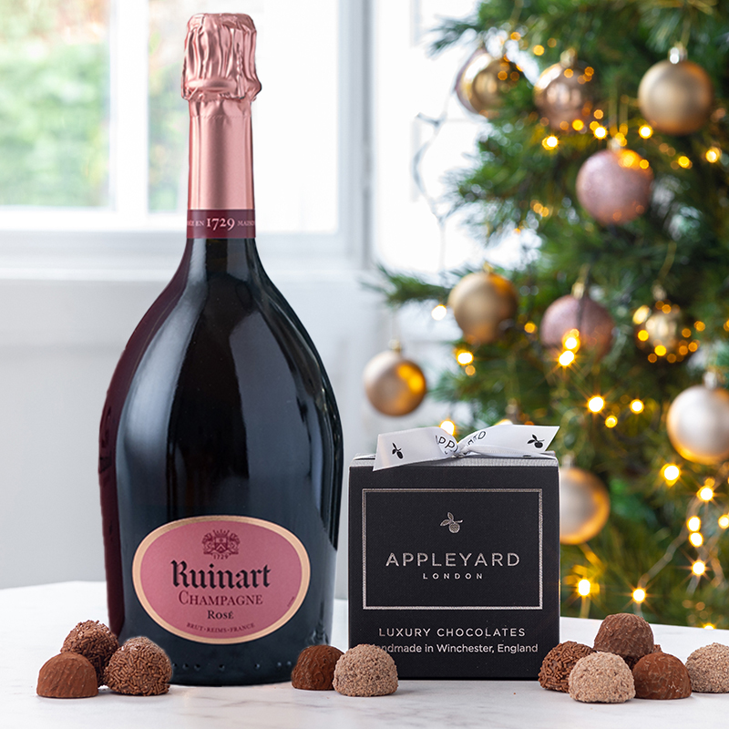 Ruinart Rosé (75cl), 12 Handmade Chocolate Truffles & Occasion Card