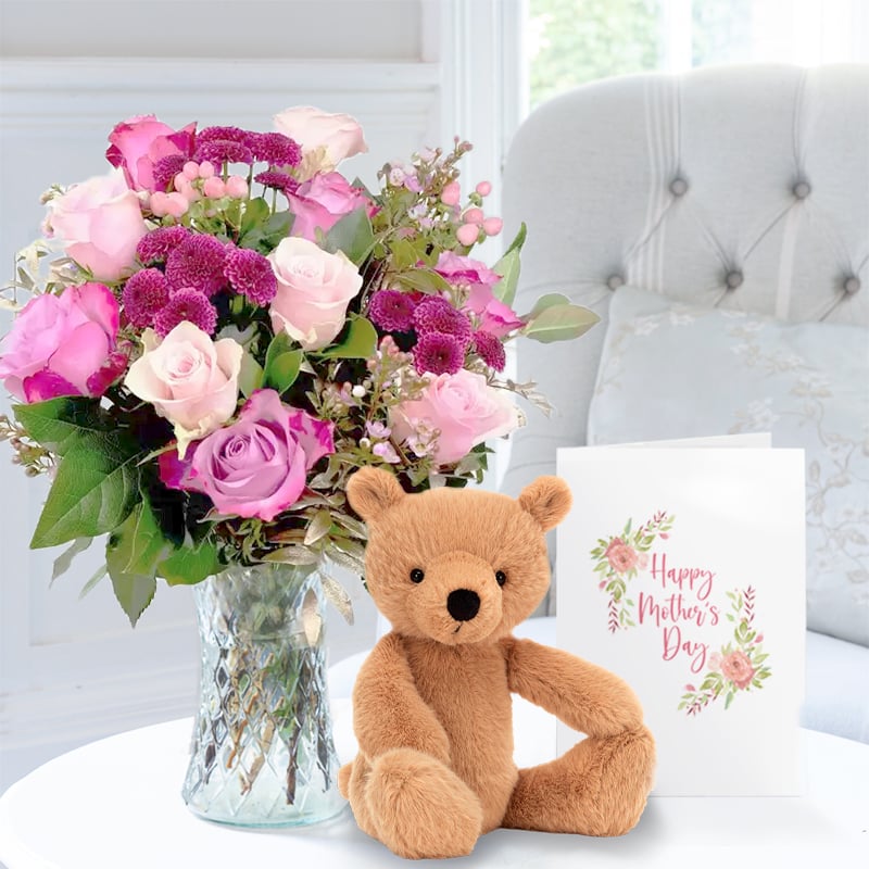Scented Garden, Jellycat Rufus Bear & Mother's Day Card | Flowers & Jellycat Gift | Mother's Day Flowers & Gifts Delivery UK - Appleyard London