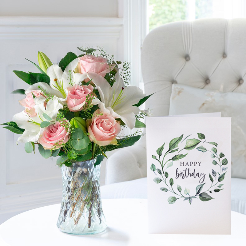 Simply Pink Rose & Lily & Birthday Card image
