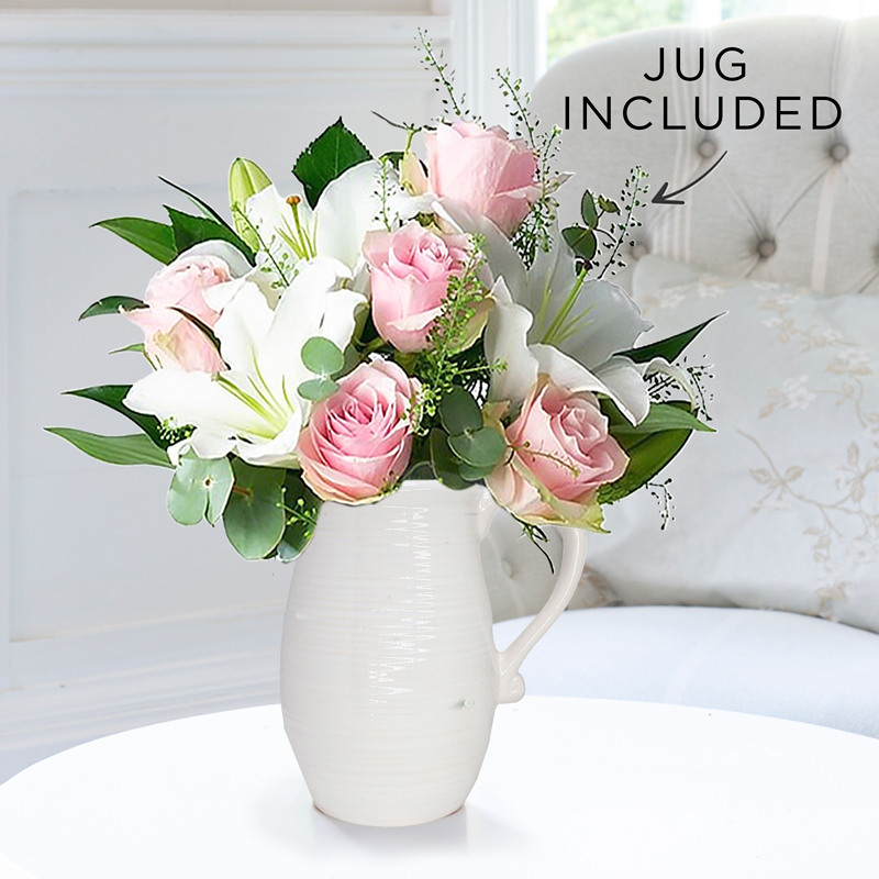 Simply Pink Rose & Lily & Ceramic Jug image
