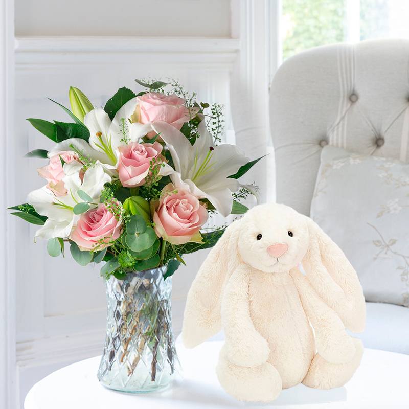 Simply Pink Rose & Lily & Cream Bunny image