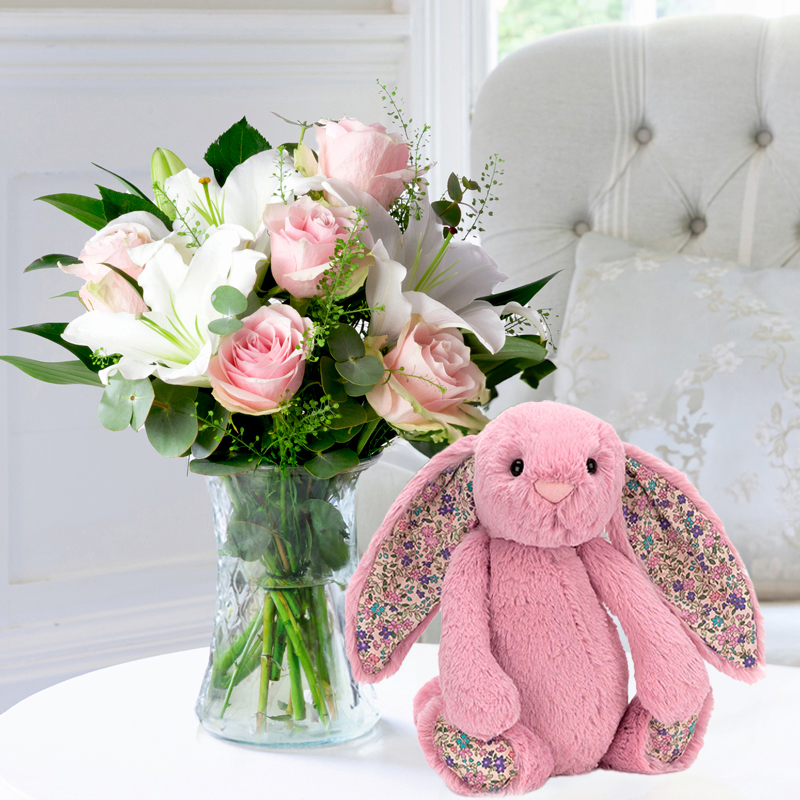 Simply Pink Rose & Lily & Jellycat® Blossom Bunny image