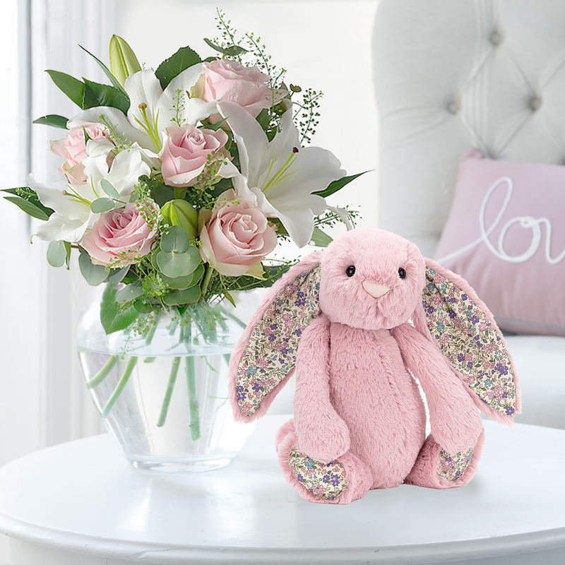 Simply Pink Rose & Lily & Jellycat® Blossom Bunny